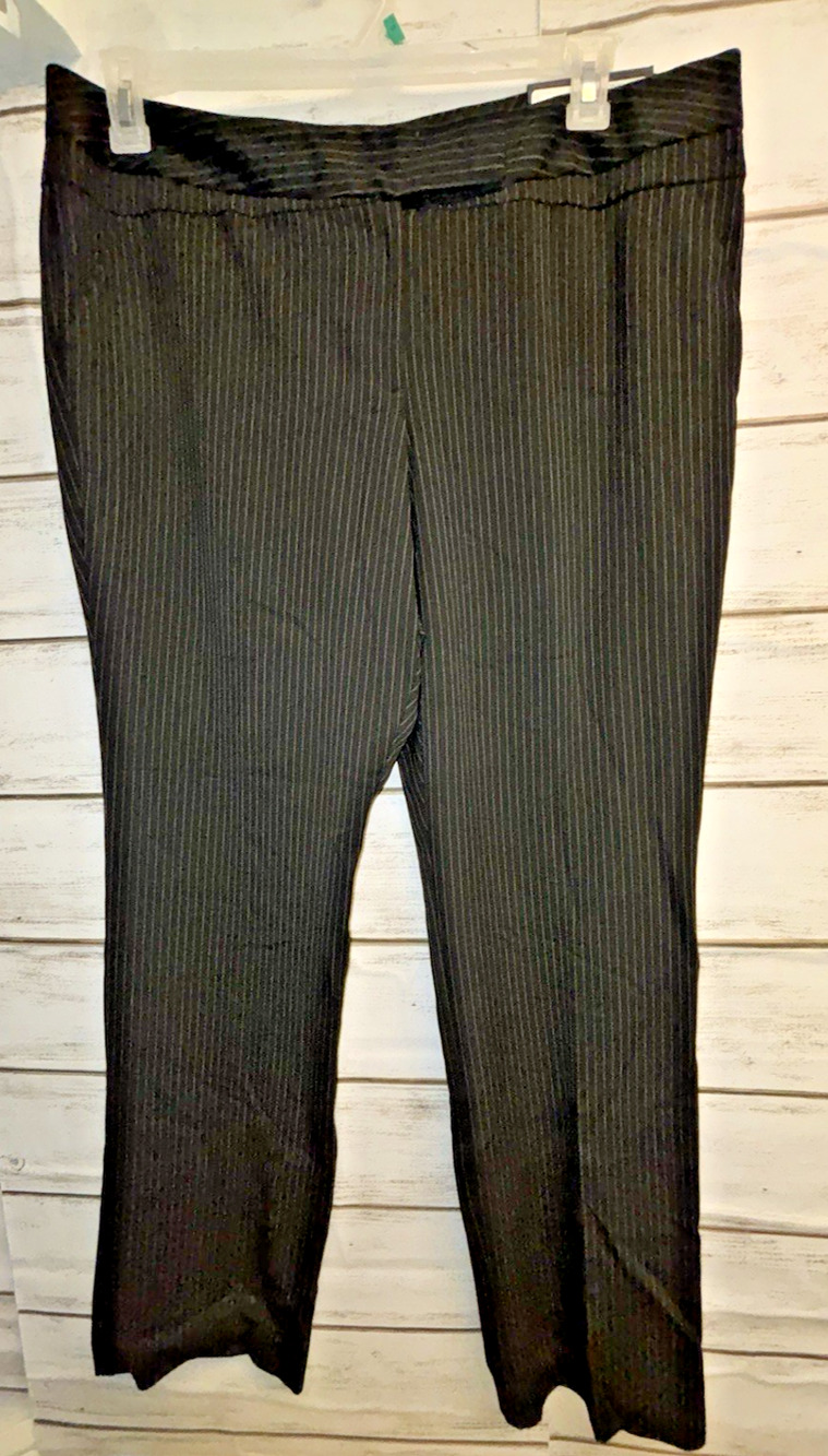 Worthington Dress Pants Womens 16P Gray Pin Stripe Modern Fit Straight Leg NEW